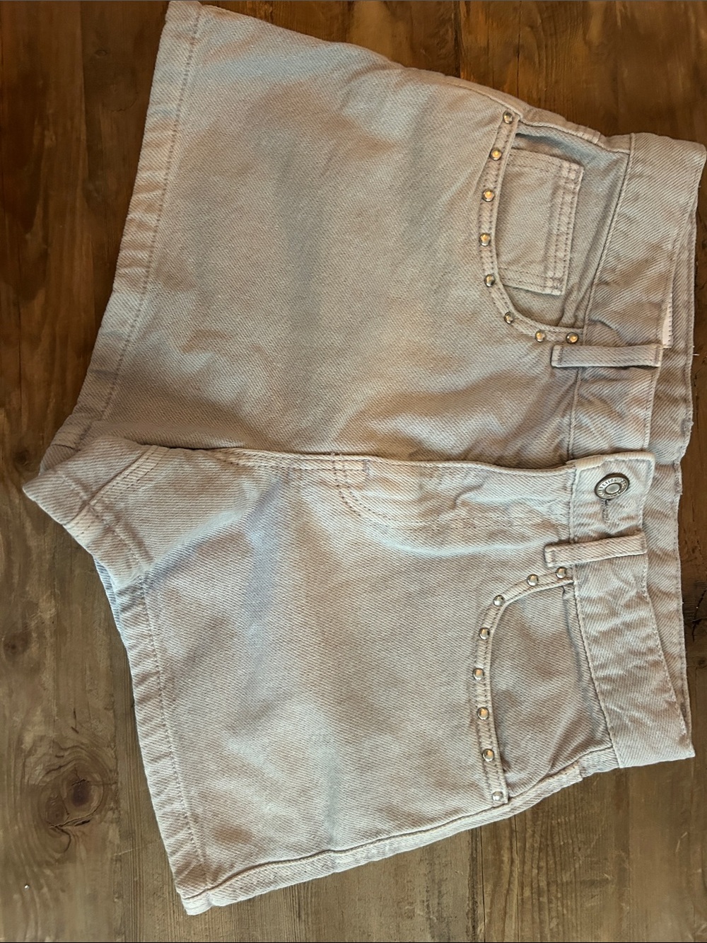 Zara light gray Studded Denim Kids Shorts